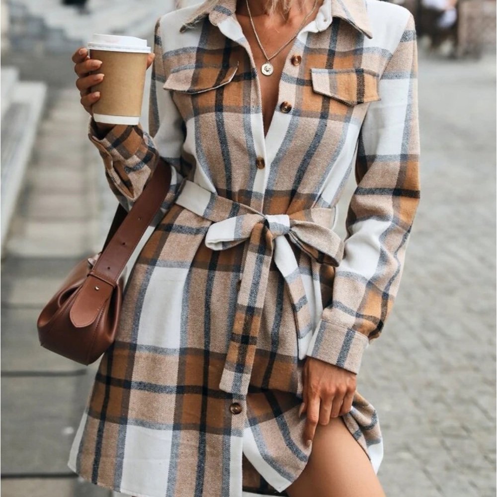 PLAID WRAP DRESS